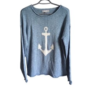 Marled Anchor Loose Knit‎ Crew Neck Sweater NWOT Size M